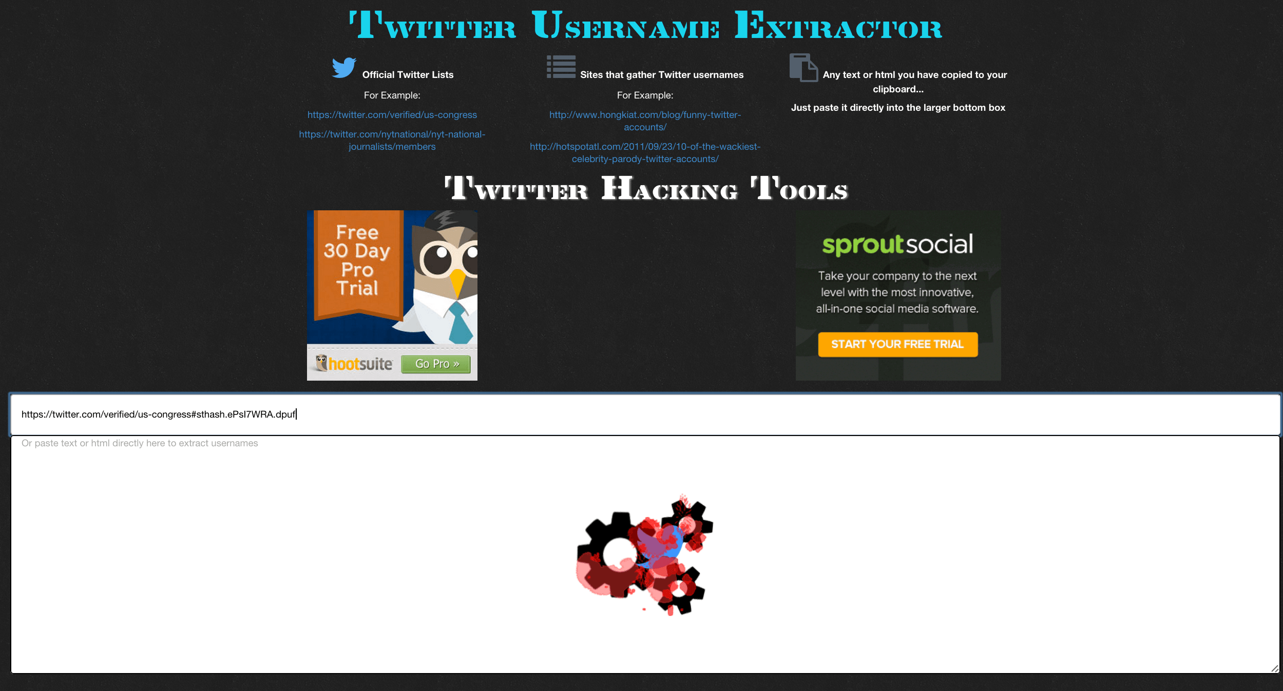 Twitter Username Extractor Processing Animation