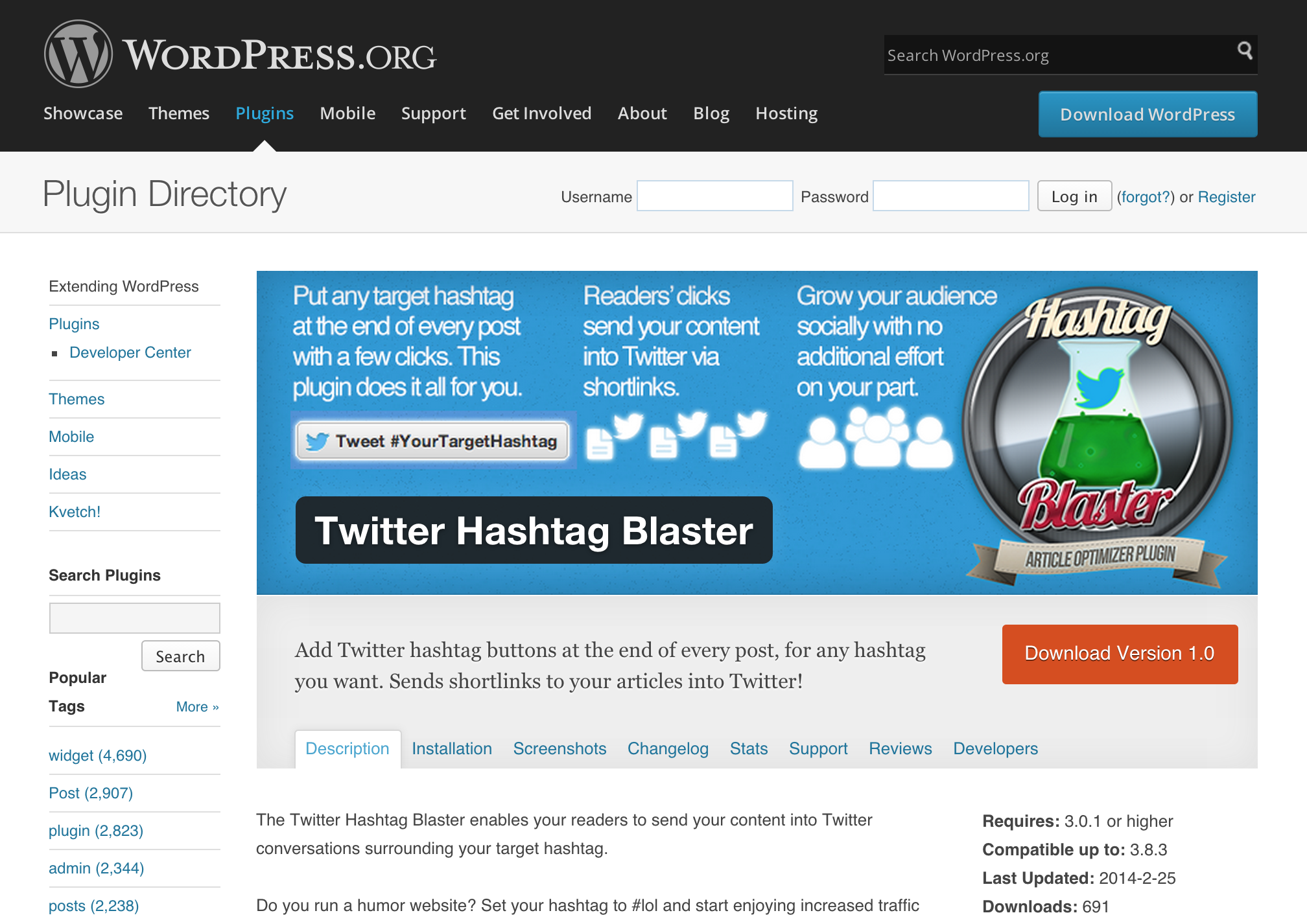 Hashtag Blaster Wordpress Plugin