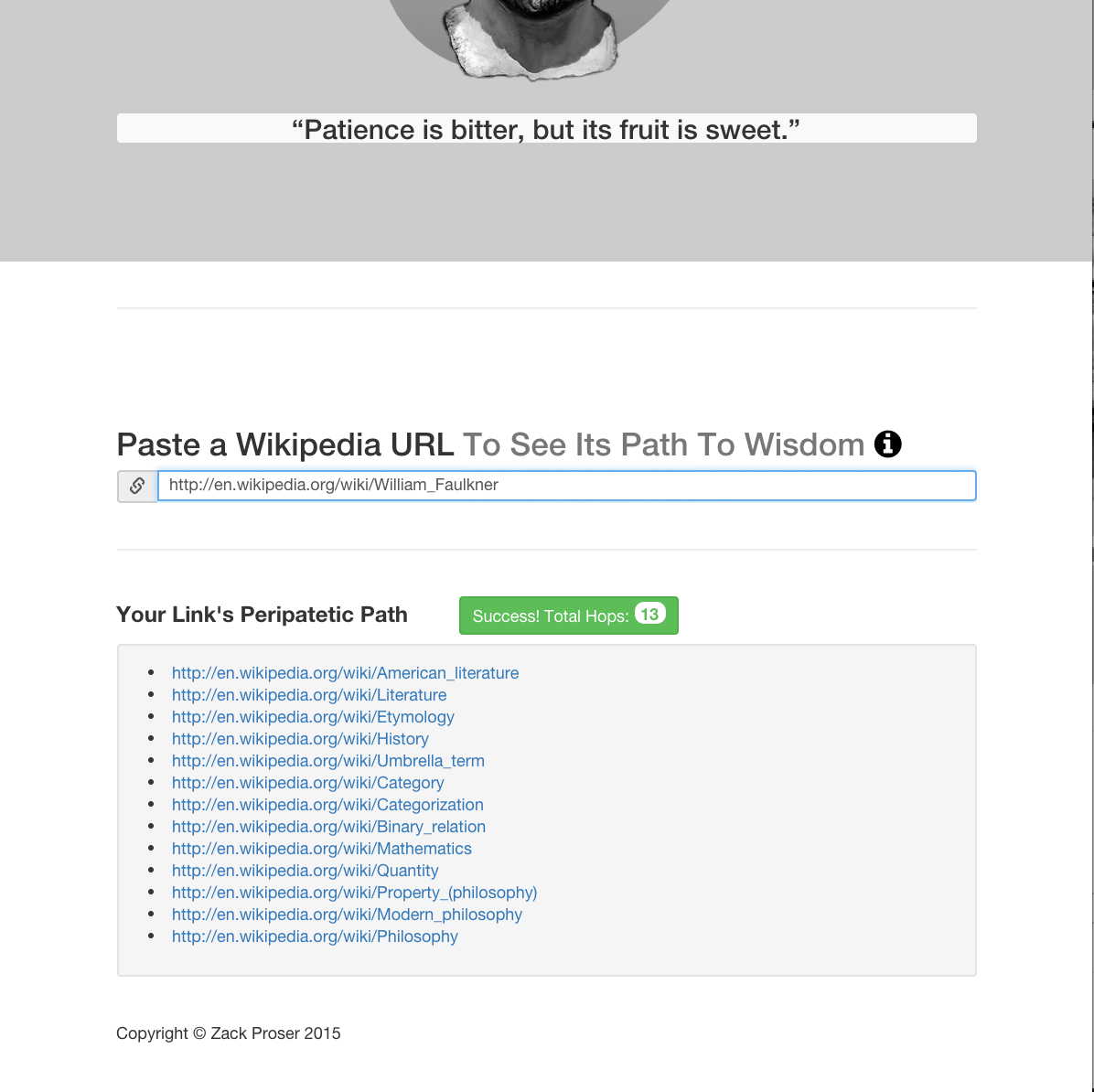 Wisdom Seeker Node App Succeeds in finding Philosophy Article
